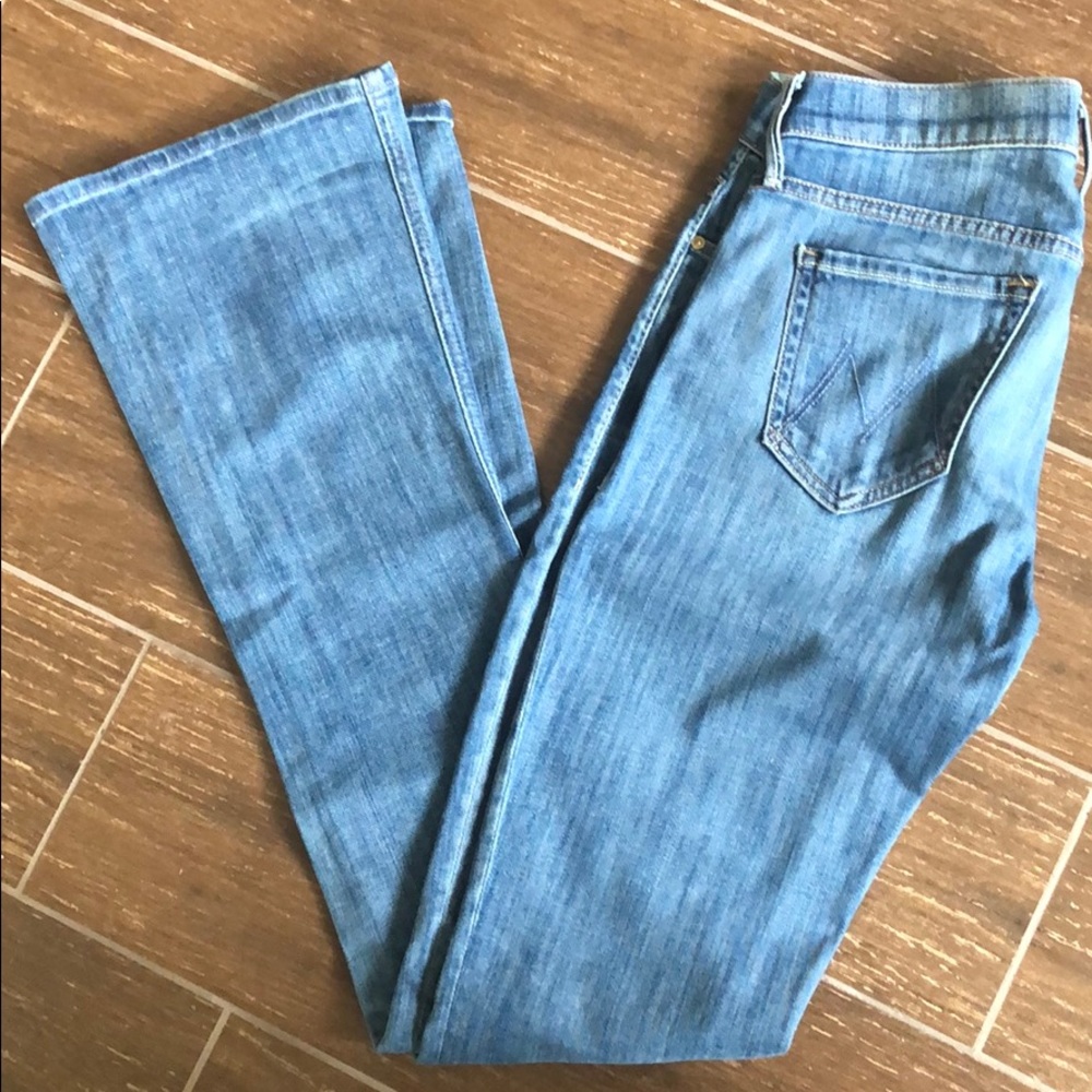 MOTHER Superstretch mid rise flare jeans